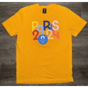 Paris 2024 Olympic T-Shirt Adult Size Medium Yellow Official Merchandise